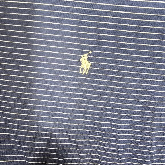 Polo Golf Ralph Lauren Navy & White Striped Pima Cotton Mens Polo Shirt L - Picture 4 of 6